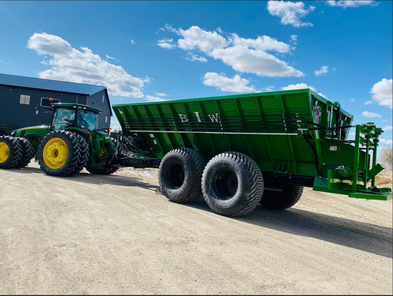 Custom compost spreader manufactured by Burley Iron Works